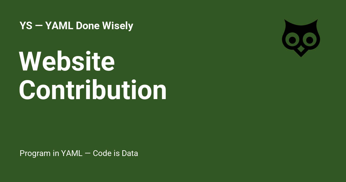 Website Contribution - YS — YAML Done Wisely
